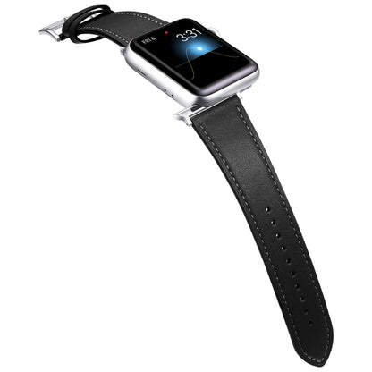 Small Waist Leather Watch Band For Apple Watch Ultra 49mm&Watch Ultra 2 49mm / Series 9&8&7 45mm / SE 3&SE 2&6&SE&5&4 44mm / 3&2&1 42mm(Black) by buy2fix