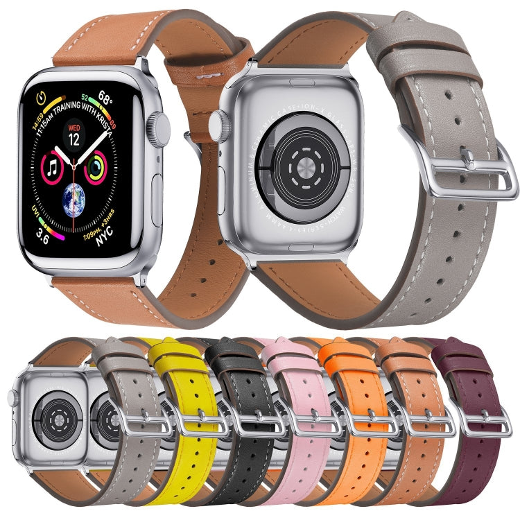 Small Waist Leather Watch Band For Apple Watch Ultra 49mm&Watch Ultra 2 49mm / Series 9&8&7 45mm / SE 3&SE 2&6&SE&5&4 44mm / 3&2&1 42mm(Brown) - Watch Bands by buy2fix | Online Shopping UK | buy2fix