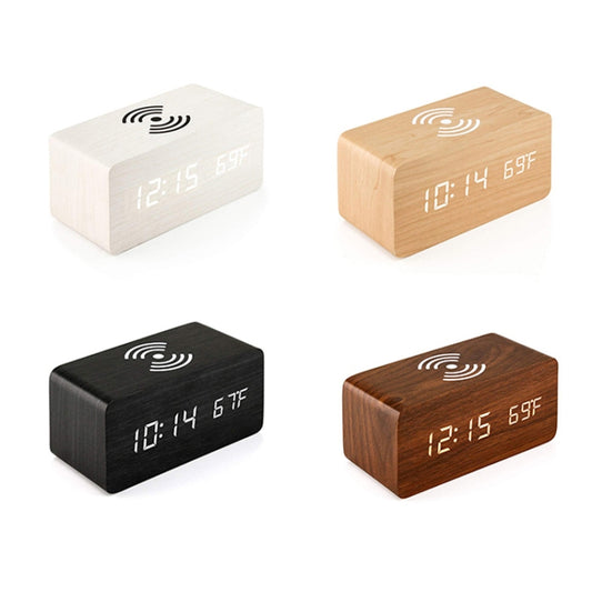 KD8801 5W Wooden Creative Wireless Charger LED Mirror Digital Display Sub-alarm Clock, Regular Style(Rosewood White Characters) by buy2fix