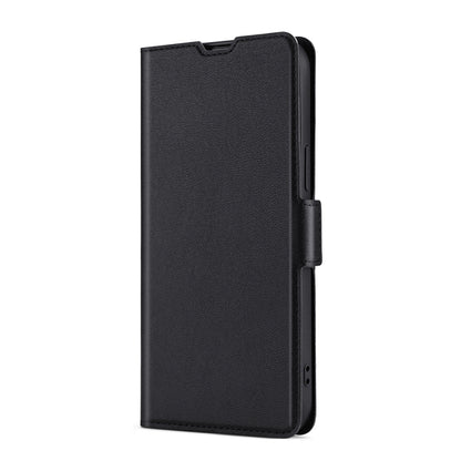 For iPhone 12 / 12 Pro Ultra-thin Voltage Side Buckle PU + TPU Horizontal Flip Leather Case with Holder & Card Slot(Black) - iPhone 12 / 12 Pro Cases by buy2fix | Online Shopping UK | buy2fix