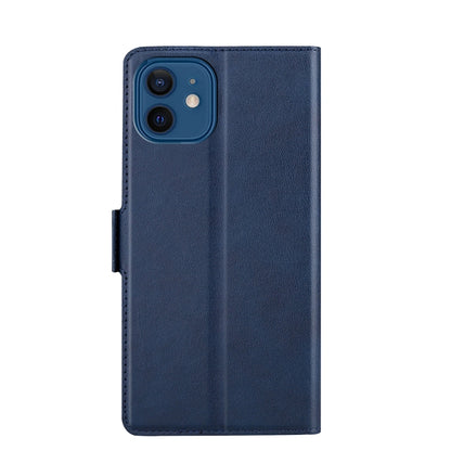 For iPhone 12 / 12 Pro Ultra-thin Voltage Side Buckle PU + TPU Horizontal Flip Leather Case with Holder & Card Slot(Blue) - iPhone 12 / 12 Pro Cases by buy2fix | Online Shopping UK | buy2fix