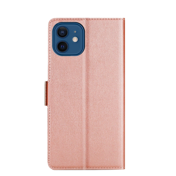 For iPhone 12 / 12 Pro Ultra-thin Voltage Side Buckle PU + TPU Horizontal Flip Leather Case with Holder & Card Slot(Rose Gold) - iPhone 12 / 12 Pro Cases by buy2fix | Online Shopping UK | buy2fix