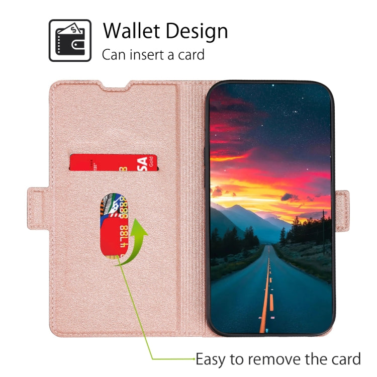 For iPhone X / XS Ultra-thin Voltage Side Buckle PU + TPU Horizontal Flip Leather Case with Holder & Card Slot(Rose Gold) - More iPhone Cases by buy2fix | Online Shopping UK | buy2fix