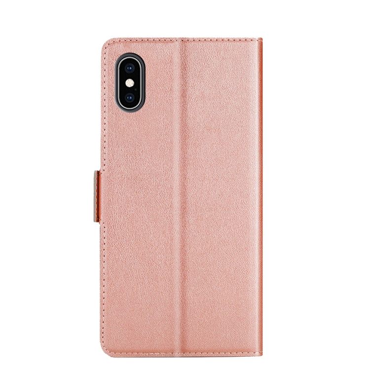 For iPhone XS Max Ultra-thin Voltage Side Buckle PU + TPU Horizontal Flip Leather Case with Holder & Card Slot(Rose Gold) - More iPhone Cases by buy2fix | Online Shopping UK | buy2fix