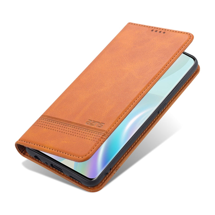 For OnePlus Nord CE 5G AZNS Magnetic Calf Texture Horizontal Flip Leather Case with Card Slots & Holder & Wallet(Light Brown) - OnePlus Cases by AZNS | Online Shopping UK | buy2fix