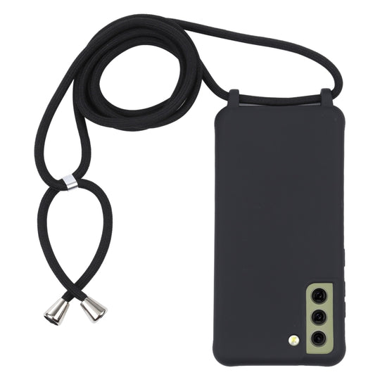 For Samsung Galaxy S21 FE Candy Colors TPU Protective Case with Lanyard(Black)