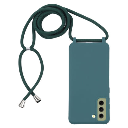 For Samsung Galaxy S21 FE Candy Colors TPU Protective Case with Lanyard(Dark Green) by buy2fix