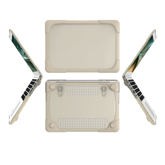 TPU + PC Two-color Anti-fall Laptop Protective Case For MacBook Pro Retina 15.4 inch A1398(Khaki) by buy2fix