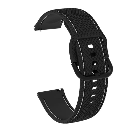 20mm For Samsung Galaxy Watch Active 2 Two-color Stitching Silicone Watch Band(Black+White Line) - Watch Bands by buy2fix | Online Shopping UK | buy2fix