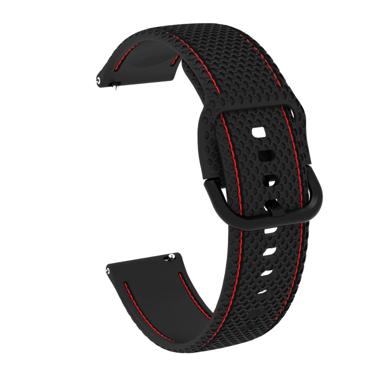 20mm For Samsung Galaxy Watch Active 2 Two-color Stitching Silicone Watch Band(Black+Red Line) - Watch Bands by buy2fix | Online Shopping UK | buy2fix