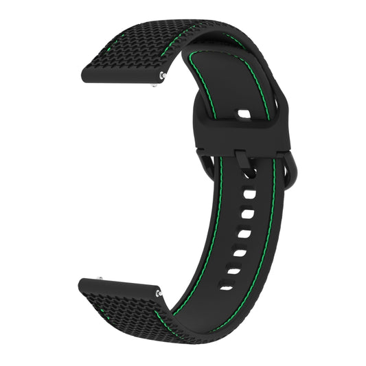 20mm For Samsung Galaxy Watch Active 2 Two-color Stitching Silicone Watch Band(Black+Green Line) by buy2fix