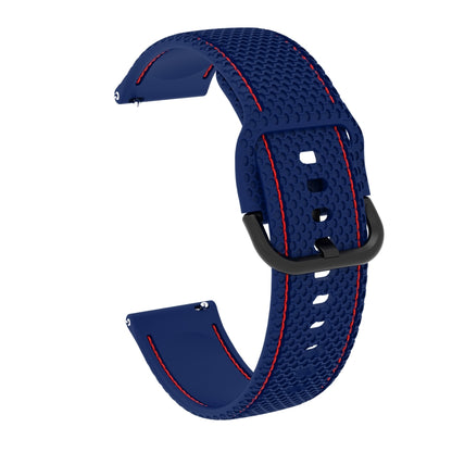 20mm For Samsung Galaxy Watch Active 2 Two-color Stitching Silicone Watch Band(Midnight Blue) - Watch Bands by buy2fix | Online Shopping UK | buy2fix