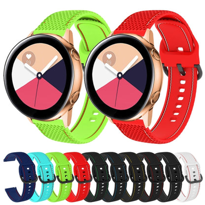 20mm For Samsung Galaxy Watch Active 2 Two-color Stitching Silicone Watch Band(Black+Blue Line) - Watch Bands by buy2fix | Online Shopping UK | buy2fix