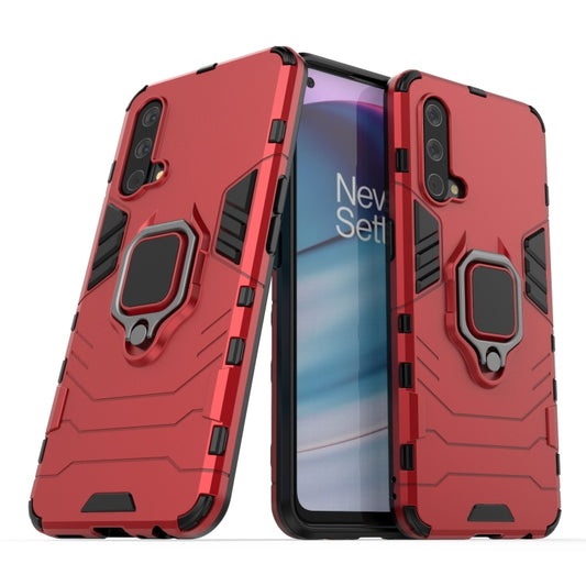 For OnePlus Nord CE 5G PC + TPU Shockproof Protective Case with Magnetic Ring Holder(Red) - OnePlus Cases by buy2fix | Online Shopping UK | buy2fix