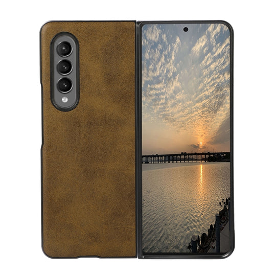 For Samsung Galaxy Z Fold3 5G Two-color Cowhide Texture PU Shockproof Protective Case(Green)