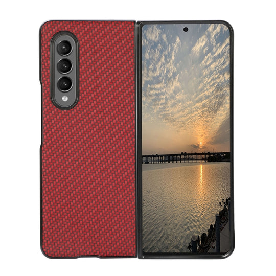 For Samsung Galaxy Z Fold3 5G Carbon Fiber Texture Shockproof Protective Case(Red)