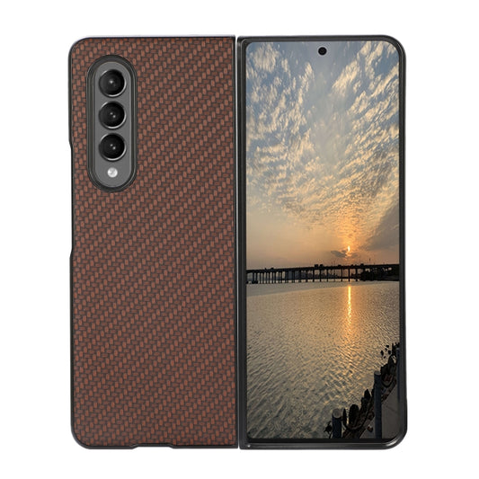 For Samsung Galaxy Z Fold3 5G Carbon Fiber Texture Shockproof Protective Case(Brown) by buy2fix