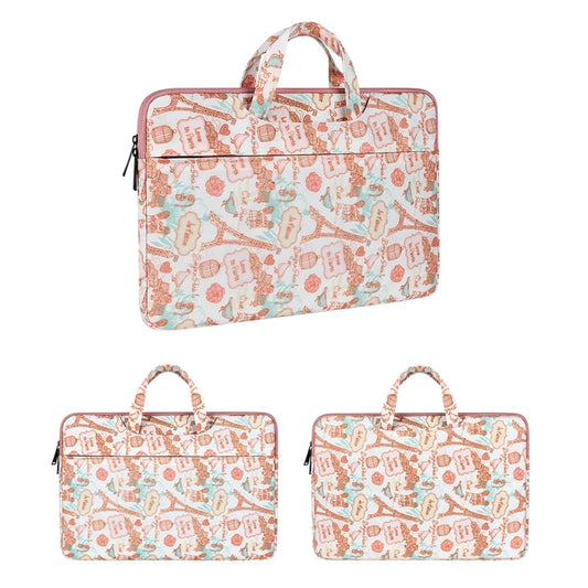 ST01DZ Lightweight Canvas Printed Laptop Bag, Size:14.1-15.4 inch(Flower Pink) by buy2fix