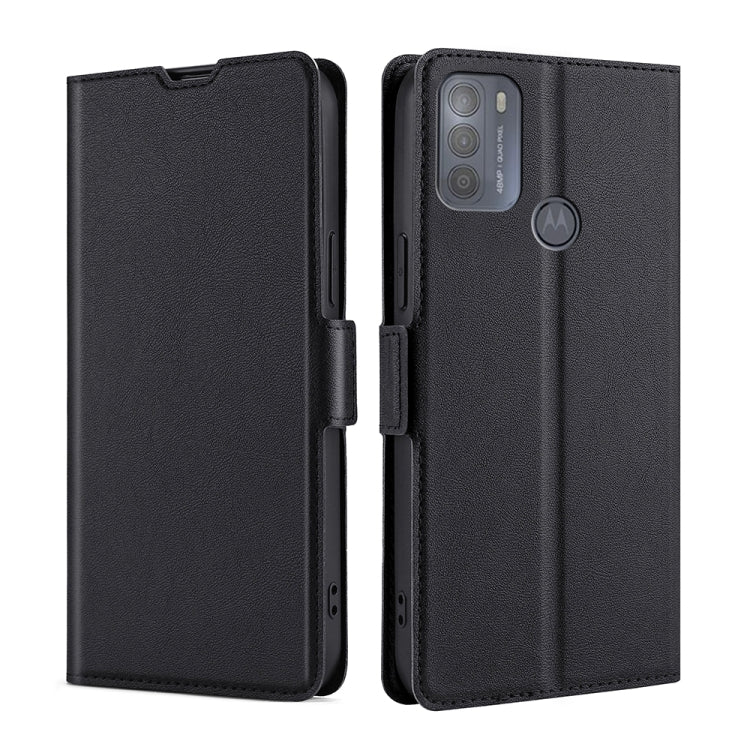 For Motorola Moto G50 Ultra-thin Voltage Side Buckle PU + TPU Horizontal Flip Leather Case with Holder & Card Slot(Black) - Motorola Cases by buy2fix | Online Shopping UK | buy2fix