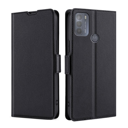 For Motorola Moto G50 Ultra-thin Voltage Side Buckle PU + TPU Horizontal Flip Leather Case with Holder & Card Slot(Black) - Motorola Cases by buy2fix | Online Shopping UK | buy2fix