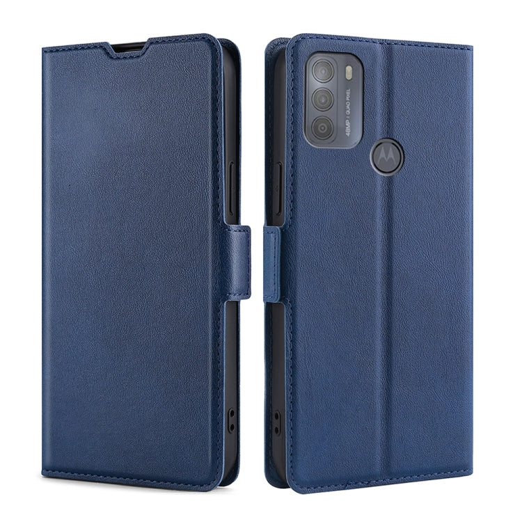 For Motorola Moto G50 Ultra-thin Voltage Side Buckle PU + TPU Horizontal Flip Leather Case with Holder & Card Slot(Blue) - Motorola Cases by buy2fix | Online Shopping UK | buy2fix