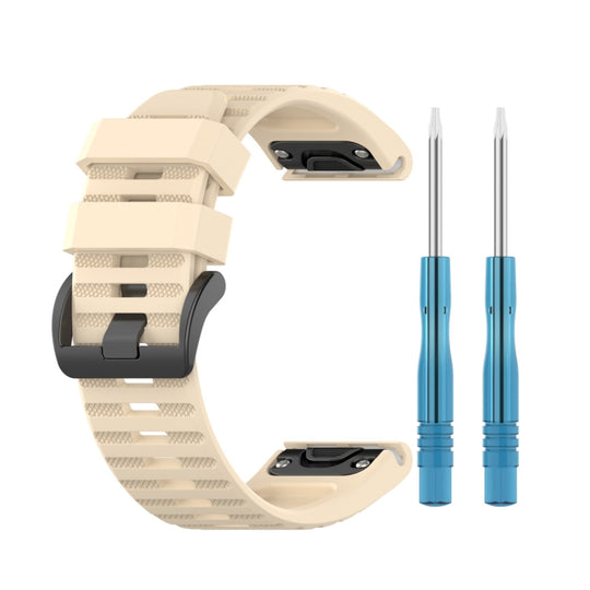 For Garmin Fenix 6 22mm Smart Watch Quick Release Silicon Watch Band(Beige)