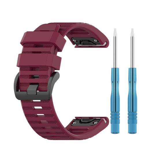 For Garmin Fenix 6 22mm Smart Watch Quick Release Silicon Watch Band(Wine Red)