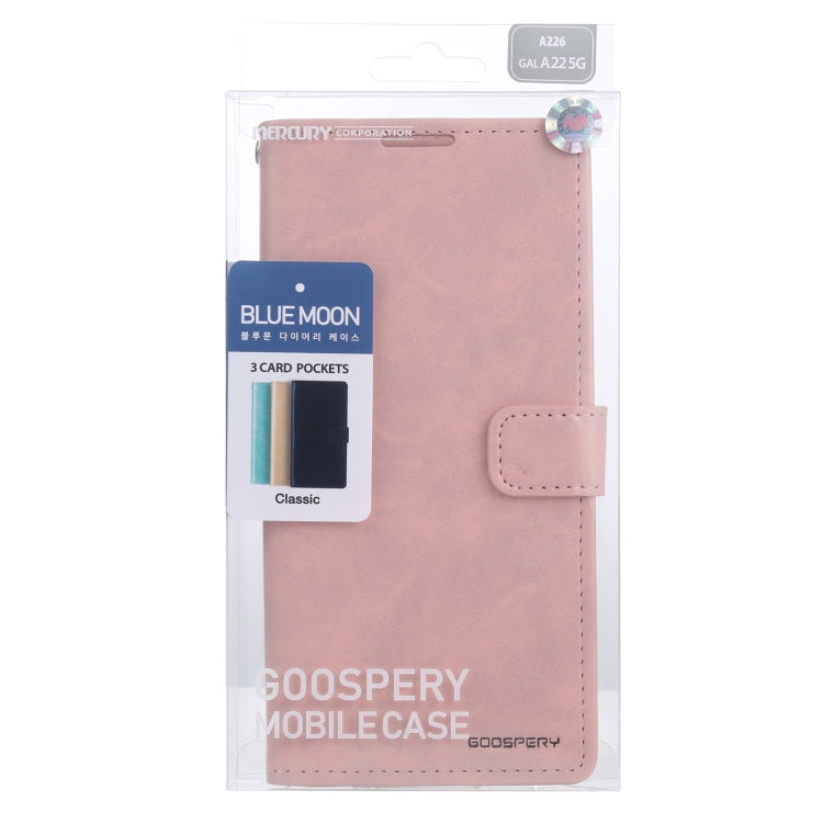 For Samsung Galaxy A22 5G GOOSPERY BLUE MOON Crazy Horse Texture Horizontal Flip Leather Case with Holder & Card Slot & Wallet(Pink) - Galaxy Phone Cases by GOOSPERY | Online Shopping UK | buy2fix