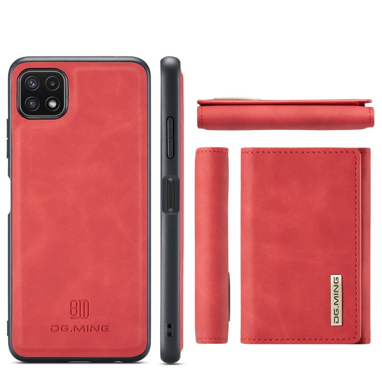 For Samsung Galaxy A22 5G DG.MING M1 Series 3-Fold Multi Card Wallet  Back Cover Shockproof Case with Holder Function(Red) - Galaxy Phone Cases by DG.MING | Online Shopping UK | buy2fix