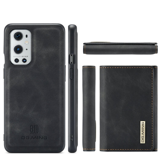 For OnePlus 9 Pro DG.MING M1 Series 3-Fold Multi Card Wallet Back Cover Shockproof Case with Holder Function(Black) by DG.MING