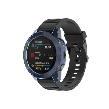 For Garmin Fenix 6 / 6 Pro Smart Watch Half Coverage TPU Protective Case(Transparent Blue) - Watch Cases by buy2fix | Online Shopping UK | buy2fix