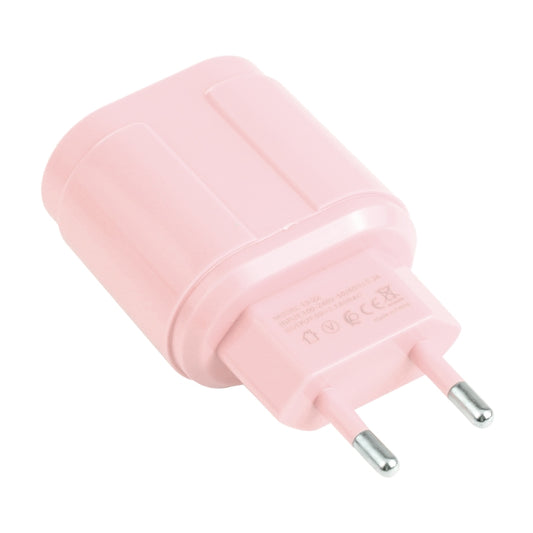 13-22 2.1A Dual USB Macarons Travel Charger, EU Plug(Pink) by buy2fix