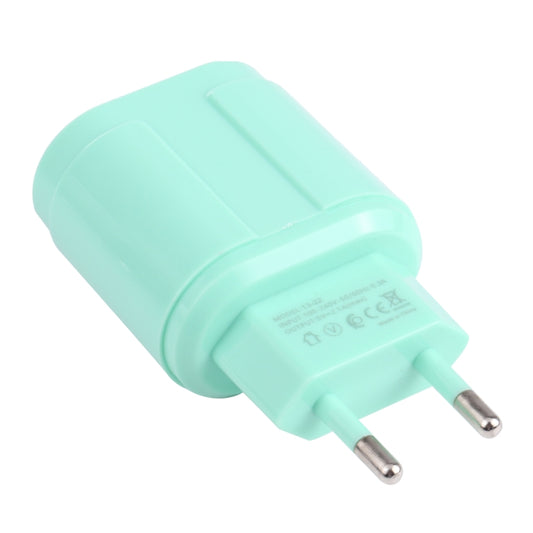 13-22 2.1A Dual USB Macarons Travel Charger, EU Plug(Green) by buy2fix