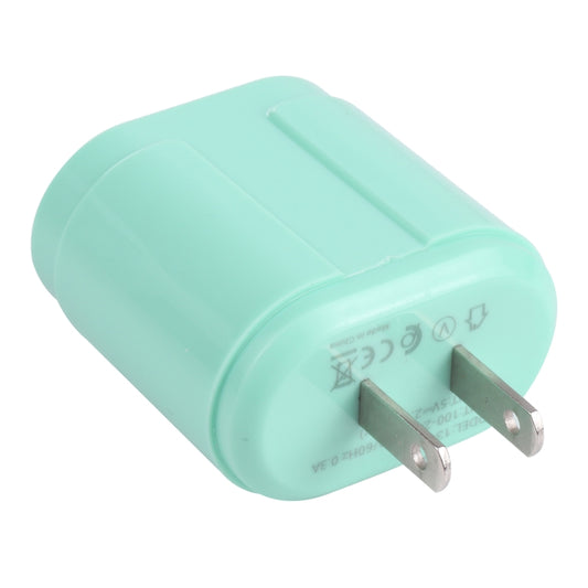 13-22 2.1A Dual USB Macarons Travel Charger, US Plug(Green) by buy2fix
