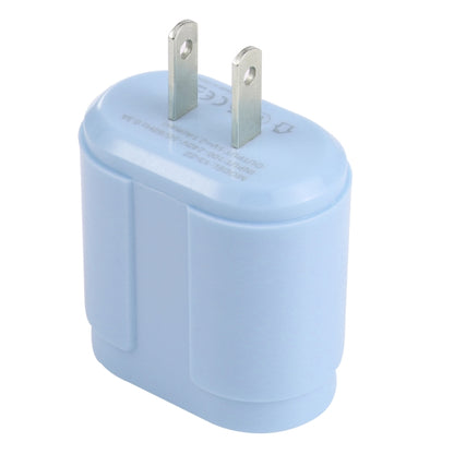 13-22 2.1A Dual USB Macarons Travel Charger, US Plug(Blue) - Mobile Accessories by buy2fix | Online Shopping UK | buy2fix