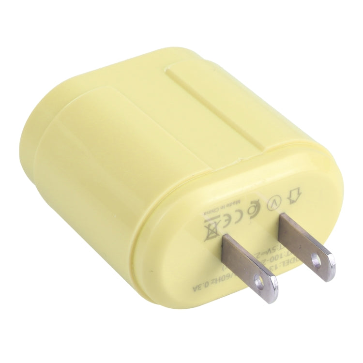 13-22 2.1A Dual USB Macarons Travel Charger, US Plug(Yellow) - Mobile Accessories by buy2fix | Online Shopping UK | buy2fix