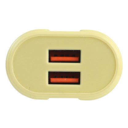 13-22 2.1A Dual USB Macarons Travel Charger, US Plug(Yellow) - Mobile Accessories by buy2fix | Online Shopping UK | buy2fix