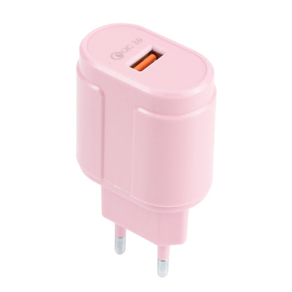 13-3 QC3.0 Single USB Interface Macarons Travel Charger, EU Plug(Pink) - Mobile Accessories by buy2fix | Online Shopping UK | buy2fix