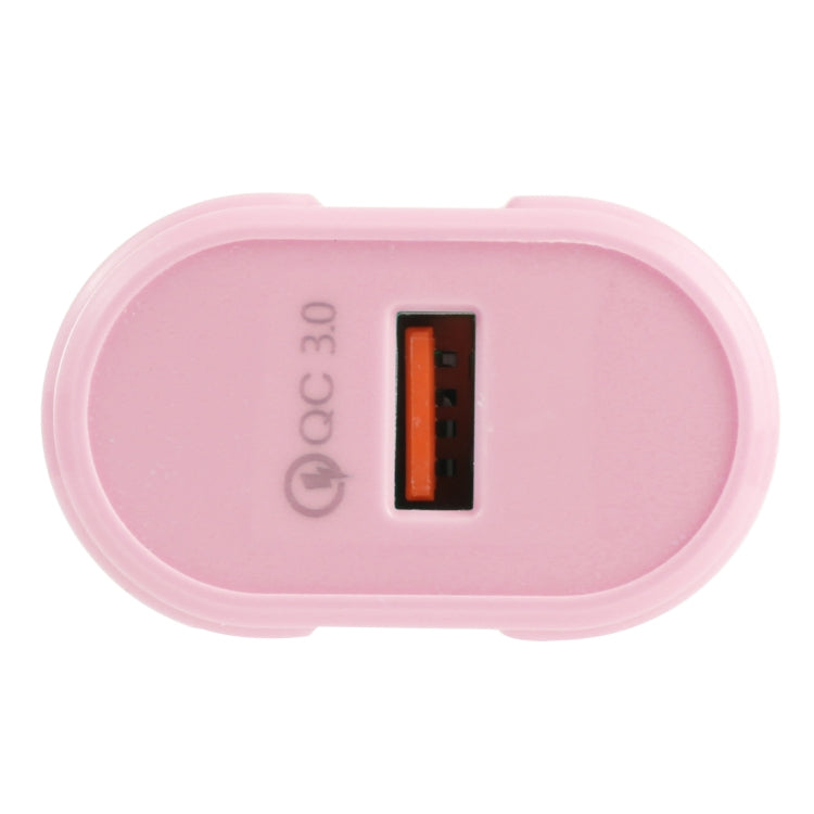 13-3 QC3.0 Single USB Interface Macarons Travel Charger, EU Plug(Pink) - Mobile Accessories by buy2fix | Online Shopping UK | buy2fix