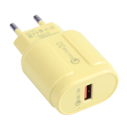 13-3 QC3.0 Single USB Interface Macarons Travel Charger, EU Plug(Yellow) - Mobile Accessories by buy2fix | Online Shopping UK | buy2fix