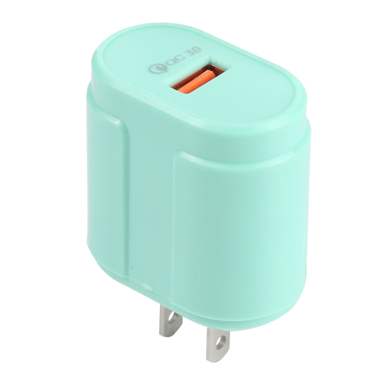 13-3 QC3.0 Single USB Interface Macarons Travel Charger, US Plug(Green) - Mobile Accessories by buy2fix | Online Shopping UK | buy2fix