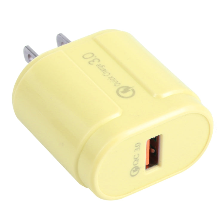 13-3 QC3.0 Single USB Interface Macarons Travel Charger, US Plug(Yellow) - Mobile Accessories by buy2fix | Online Shopping UK | buy2fix