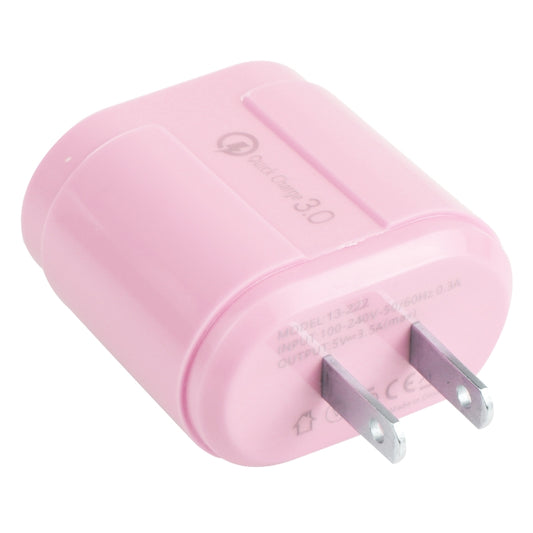 13-222 QC3.0 USB + 2.1A Dual USB Ports Macarons Travel Charger, US Plug(Pink) by buy2fix