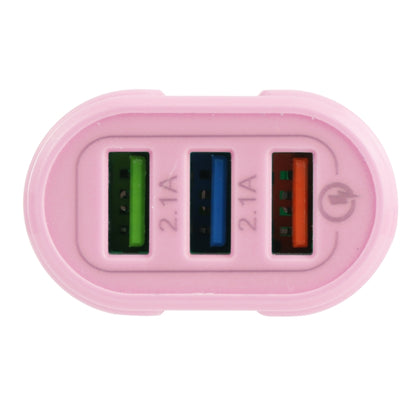 13-222 QC3.0 USB + 2.1A Dual USB Ports Macarons Travel Charger, US Plug(Pink) - Mobile Accessories by buy2fix | Online Shopping UK | buy2fix