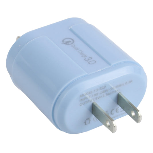 13-222 QC3.0 USB + 2.1A Dual USB Ports Macarons Travel Charger, US Plug(Blue) by buy2fix