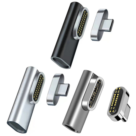 100W USB-C / Type-C Female to 20 Pin Magnetic USB-C / Type-C Male Elbow Adapter (Silver) by buy2fix