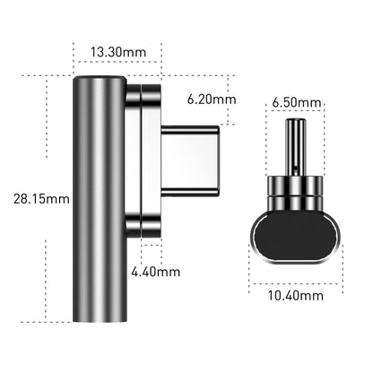 100W USB-C / Type-C Female to 20 Pin Magnetic USB-C / Type-C Male Elbow Adapter (Silver) - Cable & Adapter by buy2fix | Online Shopping UK | buy2fix