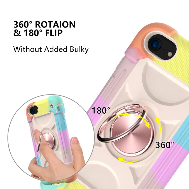 Shockproof Silicone + PC Protective Case with Dual-Ring Holder For iPhone 6/6s/7/8/SE 2022 / SE 2020(Colorful Rose Gold) - iPhone SE 2022 / 2020 / 8 / 7 Cases by buy2fix | Online Shopping UK | buy2fix