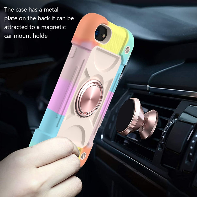 Shockproof Silicone + PC Protective Case with Dual-Ring Holder For iPhone 6/6s/7/8/SE 2022 / SE 2020(Colorful Rose Gold) - iPhone SE 2022 / 2020 / 8 / 7 Cases by buy2fix | Online Shopping UK | buy2fix