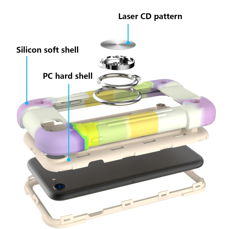 Shockproof Silicone + PC Protective Case with Dual-Ring Holder For iPhone 6/6s/7/8/SE 2022 / SE 2020(Colorful Beige) - iPhone SE 2022 / 2020 / 8 / 7 Cases by buy2fix | Online Shopping UK | buy2fix